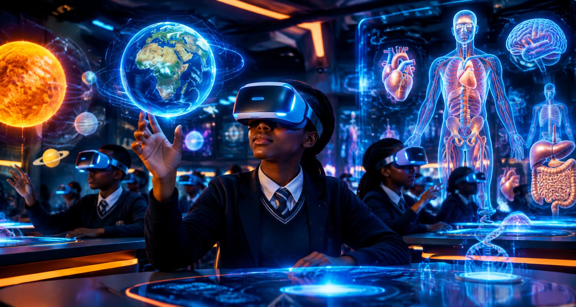 Students learning with virtual reality